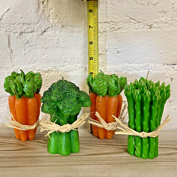 Vintage Vegetable Decorative Candles 4 Wax Pillar Candles Kitchen Fall Harvest - Picture 6 of 16